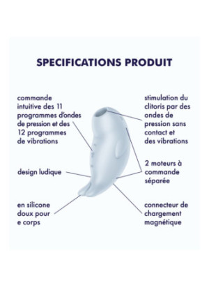Stimulateur de clitoris vibration et air pulsé USB bleu Seal You Soon Satisfyer - CC597851